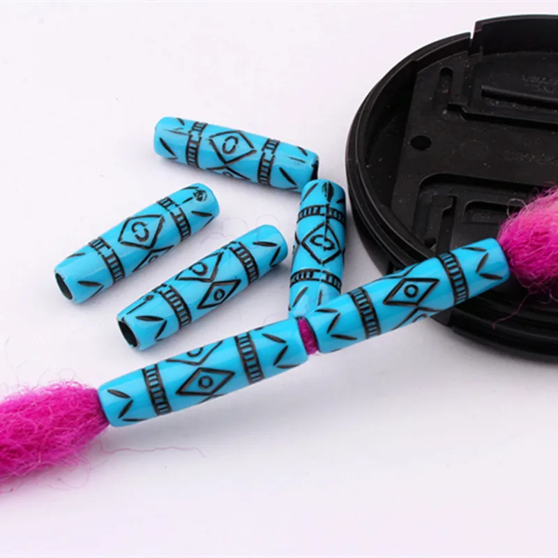 20 шт./компл. кольцо для волос синий пластик винтажный узор дреды филигранная