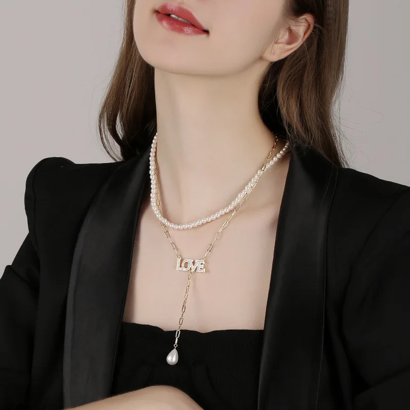 

Master Design Freshwater PearlsNecklace Women Atmospheric Sexy Clavicle Chain High-end Double Deck