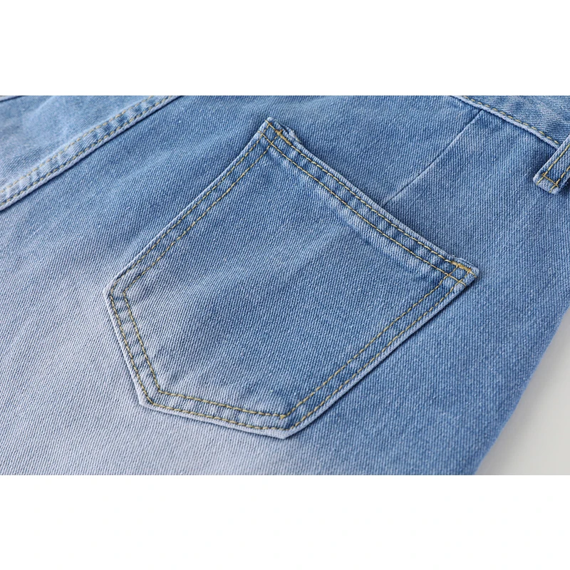 

Summer New Style Chic All-Match Blue Gradient Denim Shorts Women 2021 Korean Streetwear Casual Loose Denim 5 Point Shorts Female