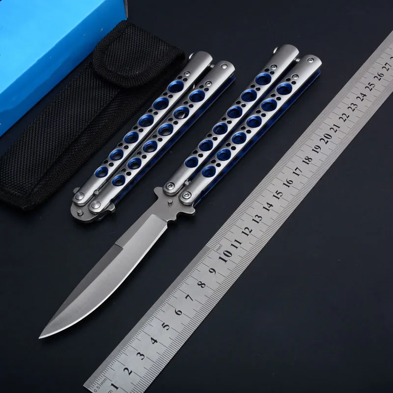 

New folding camping outdoor Knives Pocket EDC No Edge Practice knife Balisong training Survival Tactical utility friut EDC Tools