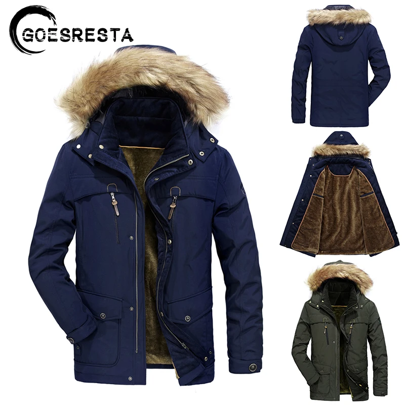 Men Parka Brand 2021 Winter New Fur Collar Hooded Jacket Men Coat Military Windproof Multi-Pocket Outdoor Casual Men's Jackets