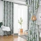 Шторы блэкаут с зелеными листьями, Современные тканевые занавески из плотной ткани для гостиной, спальни, готовые панели