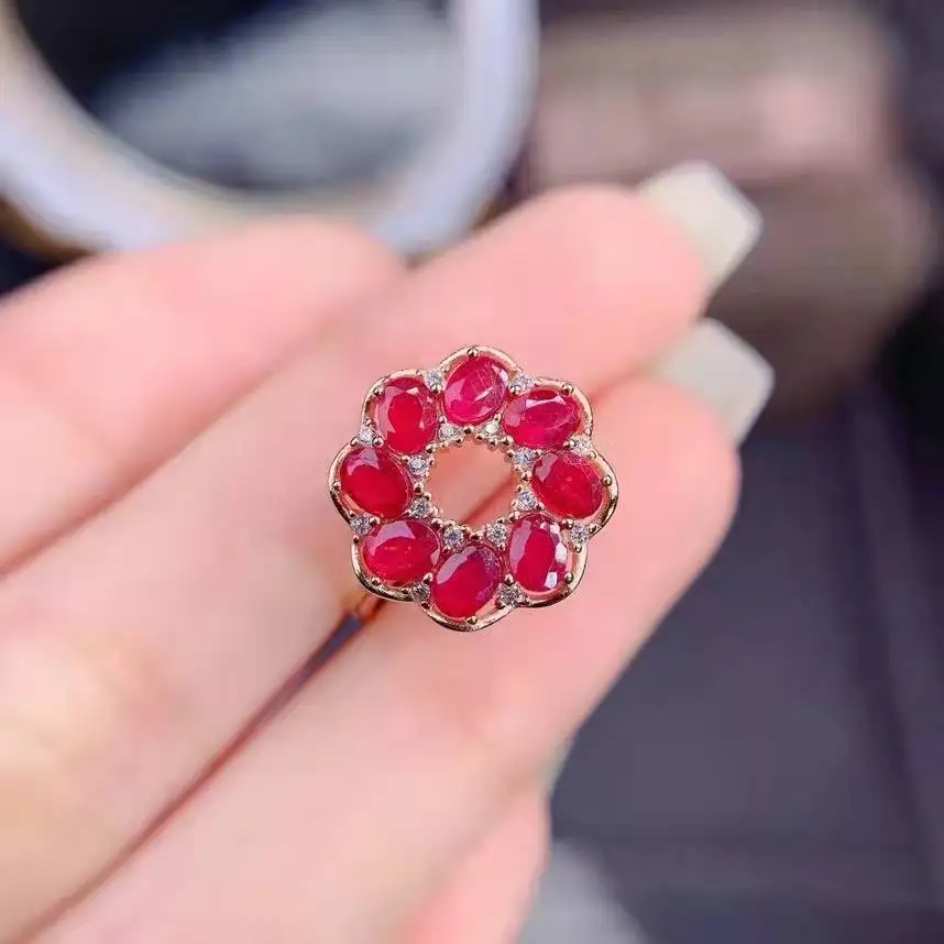 

Женское кольцо из серебра 925 пробы, с натуральным Рубином