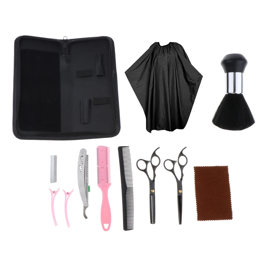 

12Pcs Hair Cutting Scissors Set Shears Combs Hair Styling Home Haircut Kit Hair Scissors Hairdressing Capes Hair Combs