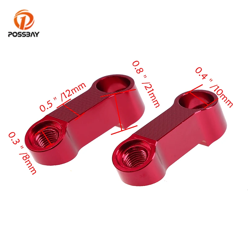 

POSSBAY 2pcs Universal Motorcycle Rear Mirror Riser Extender Adapter 5 Color Motorbike Parts for Rear Side Mirrors