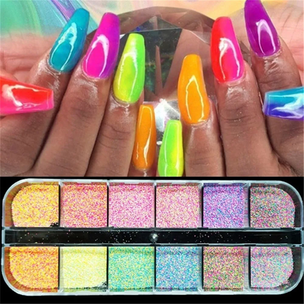 12 ячеек порошок для ногтей Русалка сияющая пигментная пыль тонкий