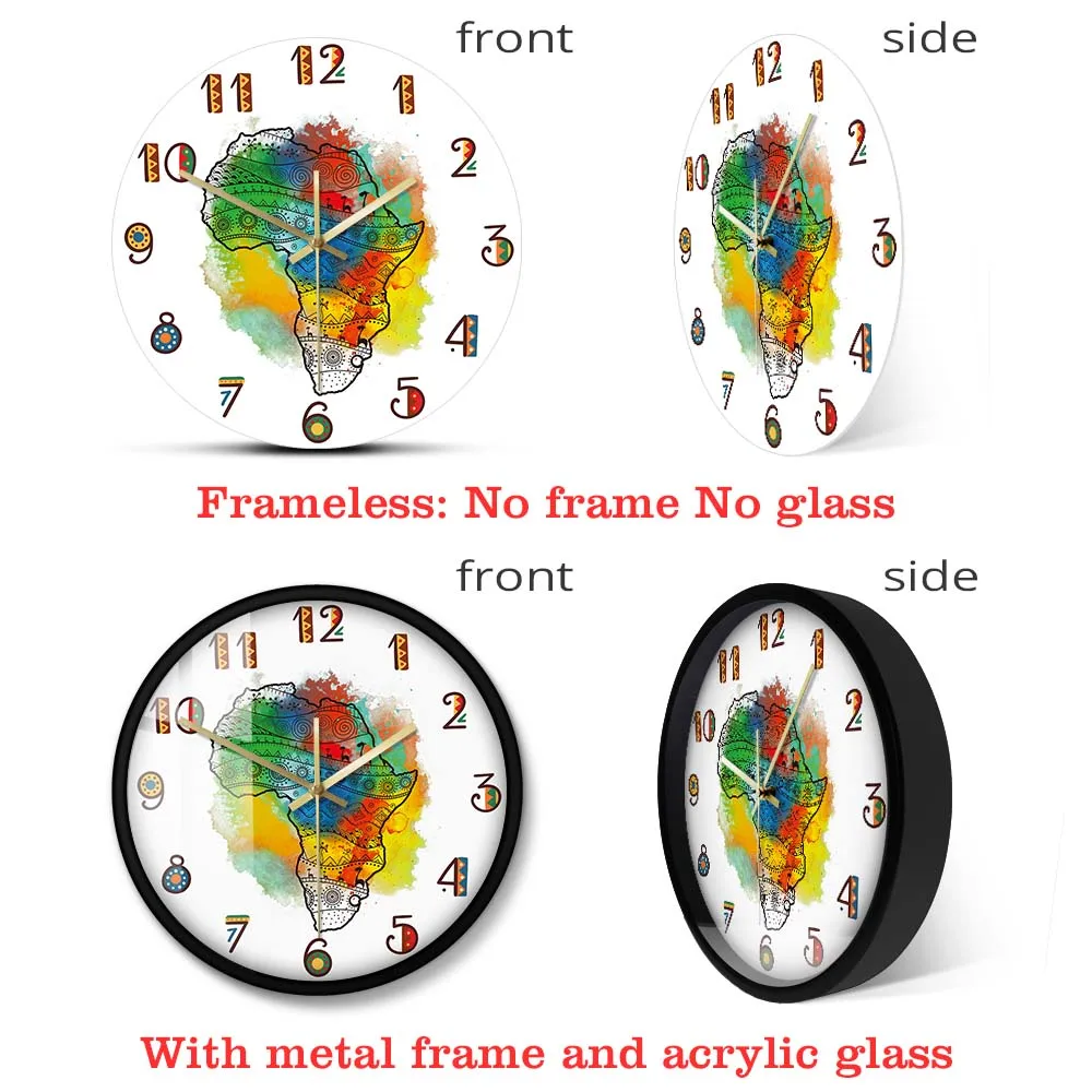 Текстурированная Карта Африки настенные часы современный дизайн бесшумные с