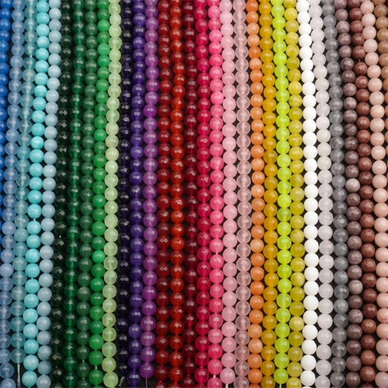 

Бусины из натурального камня, 6, 8, 10 мм, круглые, граненые, фиолетовые, свободные бусы из халцедона, для самостоятельного изготовления ювелир...