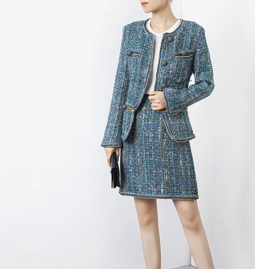 Женский твидовый комплект HAMALIEL роскошный подиумный однобортный из двух