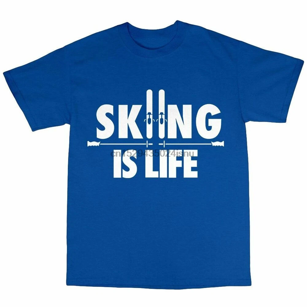 Skiing Is Life Skier T-Shirt Premium Cotton Ski Alpine Skis Gift Present | Мужская одежда