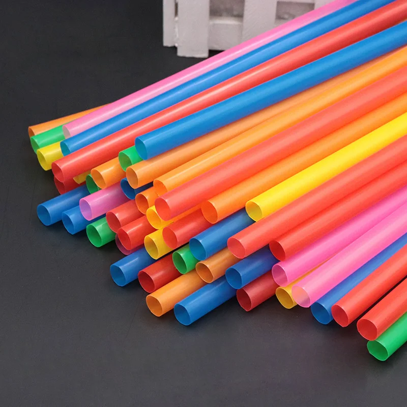 100 шт. разноцветные пластиковые одноразовые большие питьевые соломинки для