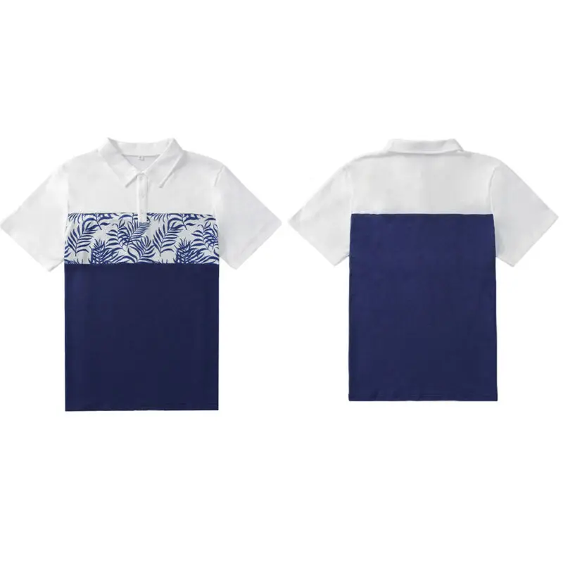 

Mens Slim Fit T-shirt Printed Slim Fit Summer Button Shirt Tops Casual Holiday
