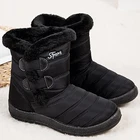 Зимние женские ботинки, модные зимние ботинки, водонепроницаемые ботильоны, женская теплая плюшевая женская обувь, Черная Женская обувь с круглым носком, большой размер