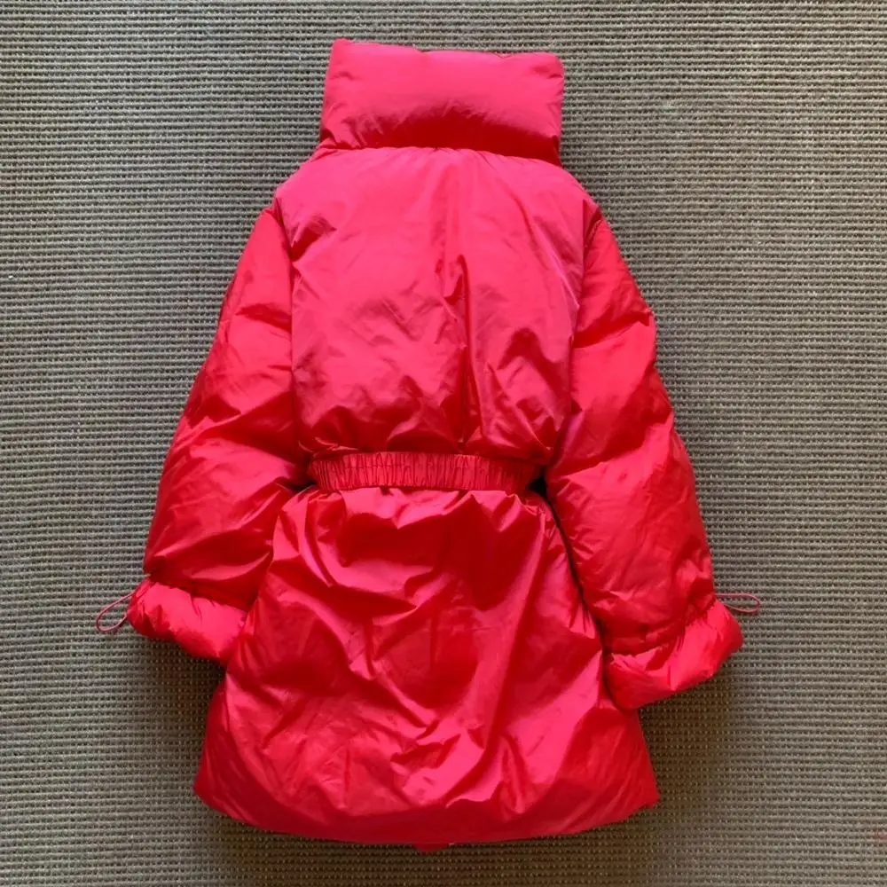 Новинка 2020 теплое женское Красное зимнее пальто из хлопка повседневный