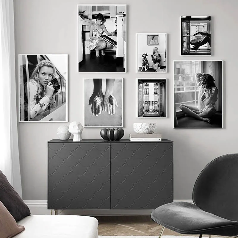 Модный черно белый фотопостер домашний декор настенное искусство холст картина