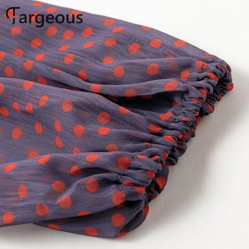 Fargeous, зимнее женское платье, сексуальное, глубокий v-образный вырез, длинный рукав, короткое платье, для девушек, модное, фиолетовое, в горошек, шифоновое, мини-платье