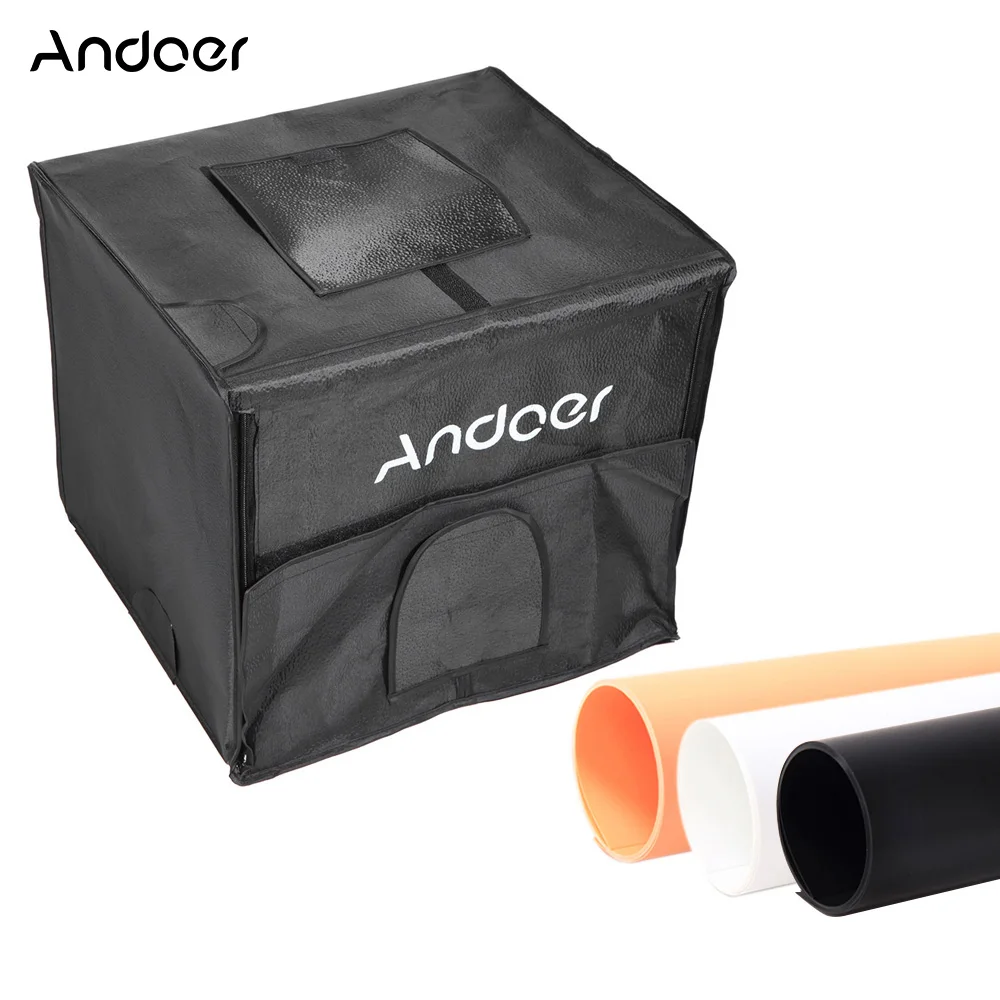 

Andoer 60*55*55 см Складная фотостудия светодиодный светильник палатка набор софтбоксов с 2 светильник панели 3 цвета для фотосъемки с изображение...