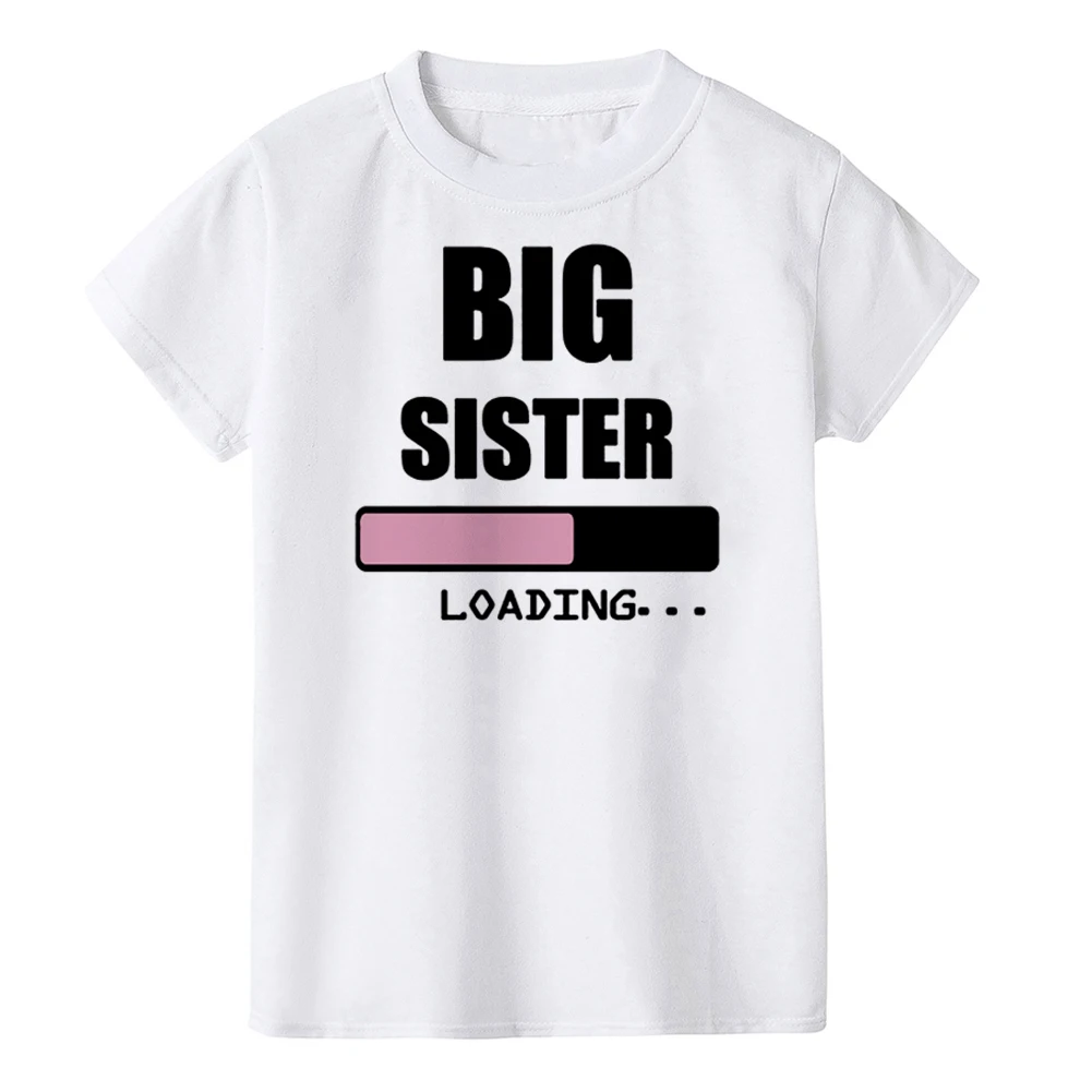 Забавные футболки с надписью «Big Sister/brother Loading» для мальчиков и девочек; футболки для беременных; модные повседневные футболки с короткими рукавами для малышей