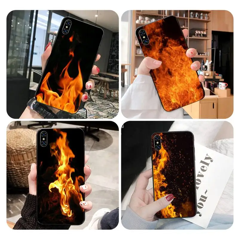 Черный чехол для телефона с изображением пламени и пожаров корпус IphoneX XS 11 11Pro 5 5s SE