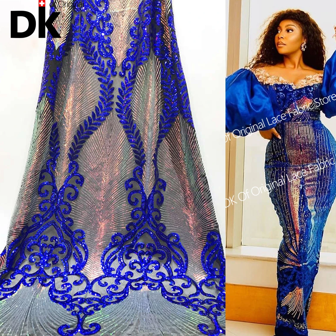 Big Sequins !!! 2021Top Quality African Dubai Sequins Velvet Lace Fabrics With Sequins Nigeria Embroidered Sequined Material