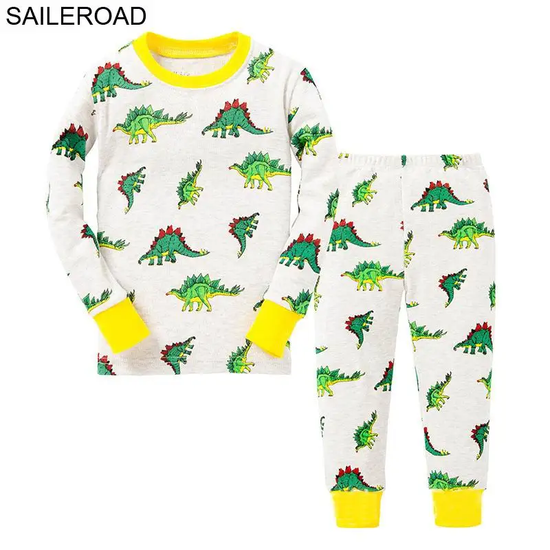 Dinosaur 06 P030sets SAILEROAD Мультфильм Динозавр Мальчик Пижамы Костюмы Осень Зима Ночной Костюм Хлопок детская Пижама Пижамы Детские Пижамы - Цвет: Dinosaur 06 P030sets