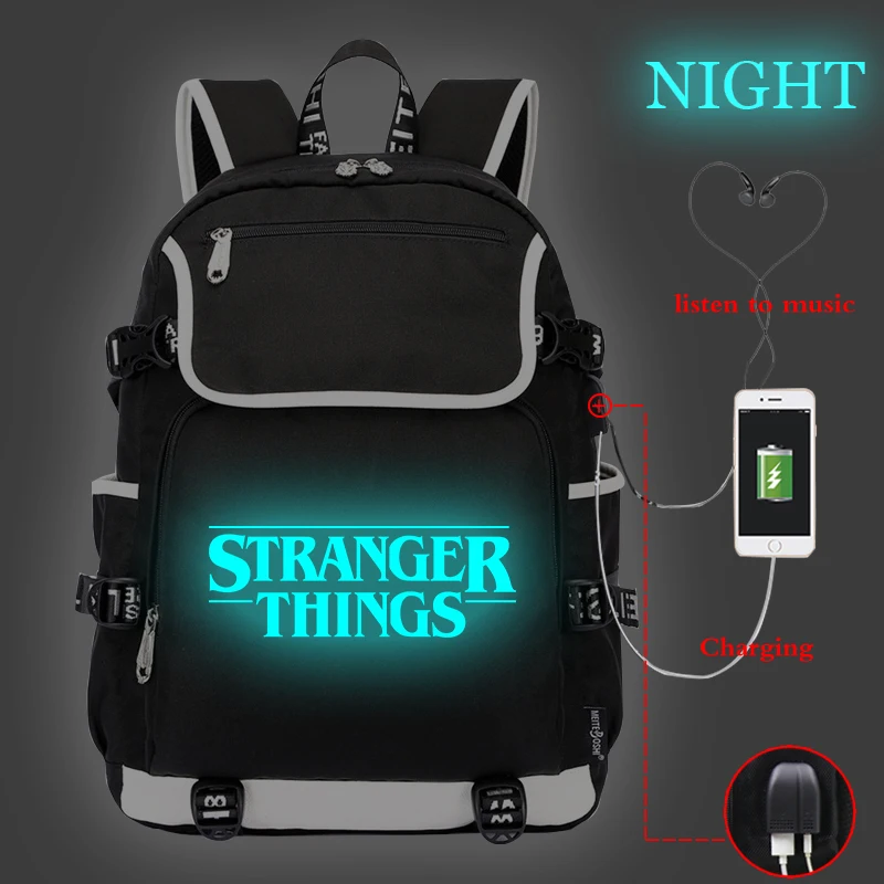 

Movie season 4Luminous Backpack Plecak Szkolny Women/Men's Backpacks Boys Girls Teenager Travel Laptop Bagpack USB Charging