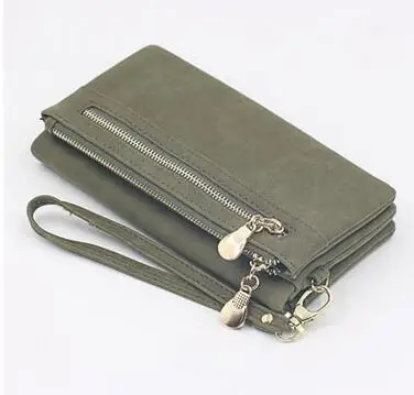 1pcs/lot High Capacity Fashion Women Wallets Long pu leather wallet female double zipper Coin Purse card wallet