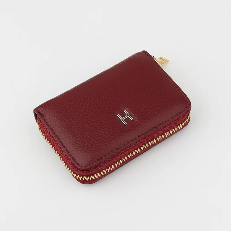 

Head layer cowhide female real leather card bit bag Zero wallet Document multi-card bit Large-capacity women's coin bag