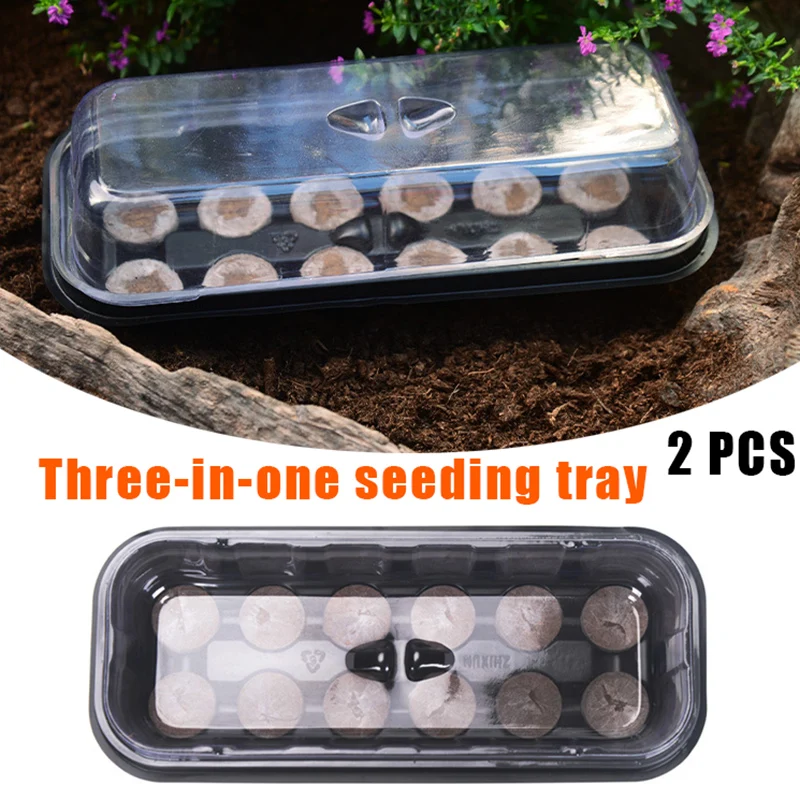 

3 in 1 Seed Starter Trays Seedling Tray 12 Cell Adjustable Humidity Kit With Dome and Base Greenhouse Reusable Trays XR-