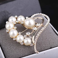 fashion high quality alloy love heart new pearl rhinestone brooch womens elegant clothing shawl scarf buckle pins jewelry