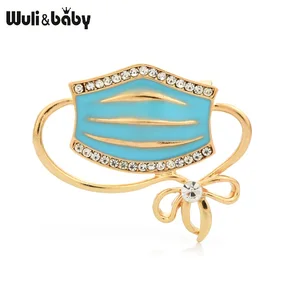 Женская Брошь с эмалью Wuli  baby, 4 цвета, металлические стразы