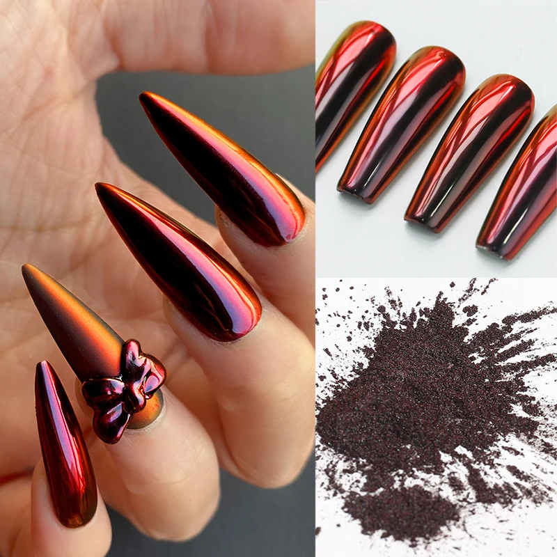 1 коробка пудра Хамелеон блеск для ногтей зеркальный эффект цветной