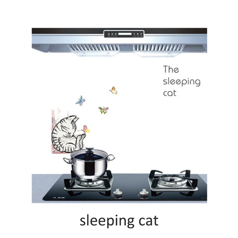 sleeping cat Домашние обои милые, Мультяшные, прозрачные термостойкие масляные Наклейки 60*90 см водонепроницаемые самоклеящиеся наклейки на стены - Цвет: sleeping cat