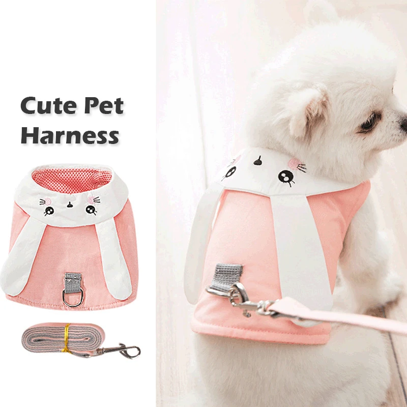 

Cute Pet Dog Harness Leash Set Pet Chest Strap Breathable Dog Leash Walking Rope For Small Dogs Pomeranian Pet Vest Harness Rope