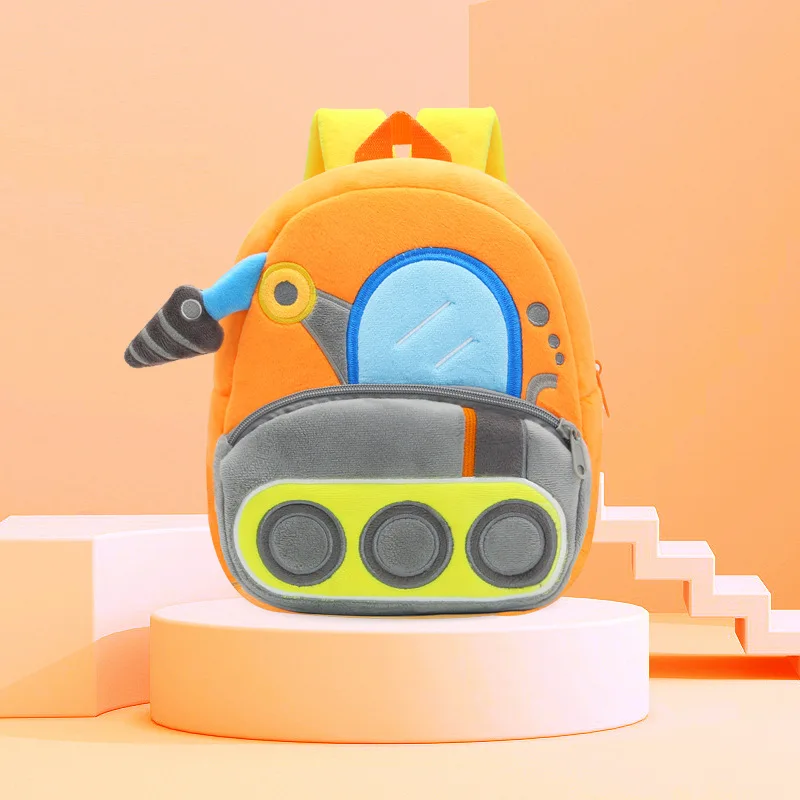 Милый мультяшный экскаватор для 2-4 лет 3D автомобиль Инженерная техника плюшевый