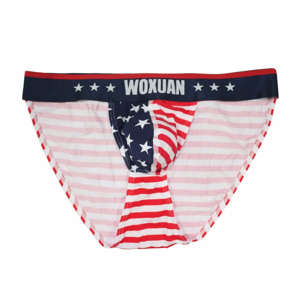 

1pc Men Underwear Sexy Briefs Large Size Stars Stripes Breathable Soft Pockets Panties Classic Cut Sexy Briefs