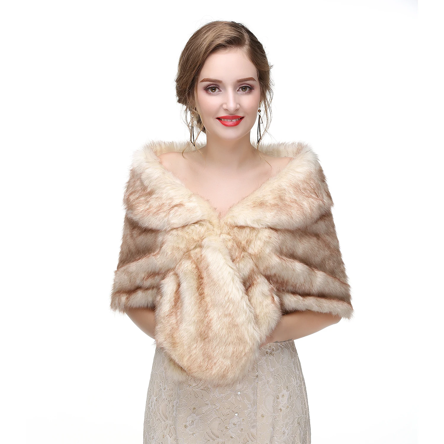Модная свадебная накидка шаль из искусственного меха для свадьбы женские