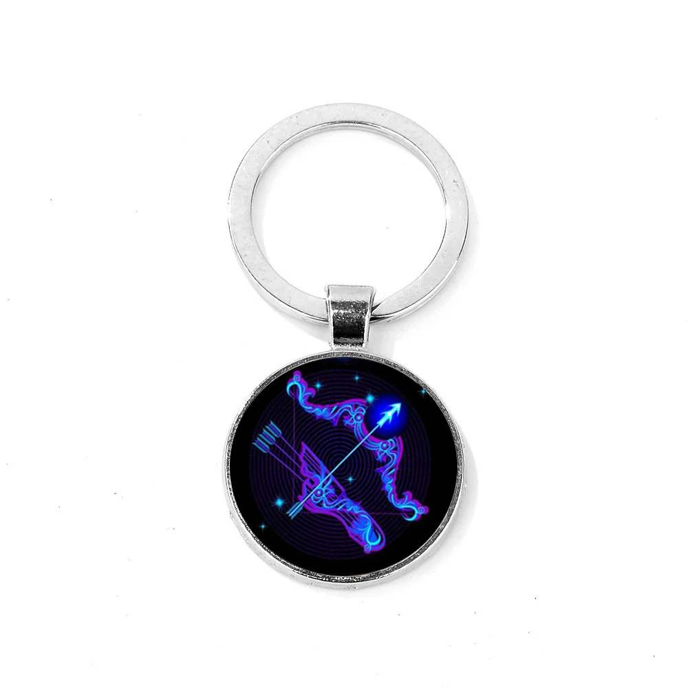 SONGDA новейший знак брелок зодиака 12 Созвездие Скорпион либра Стрелец знак стеклянный круглый брелок подарок другу к дню рождения - Цвет: Sagittarius