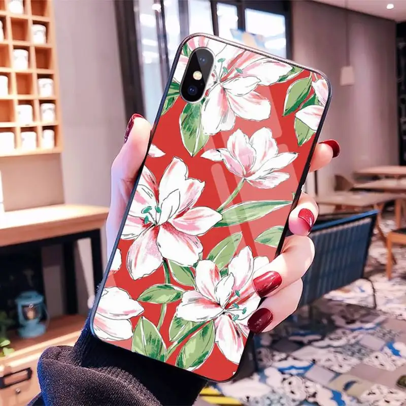 

Yinuoda Flower Beautiful floral fashion aesthetic Black TPU Soft Phone Case for iPhone8 6 7 plus X XS XR XS MAX 11 pro max