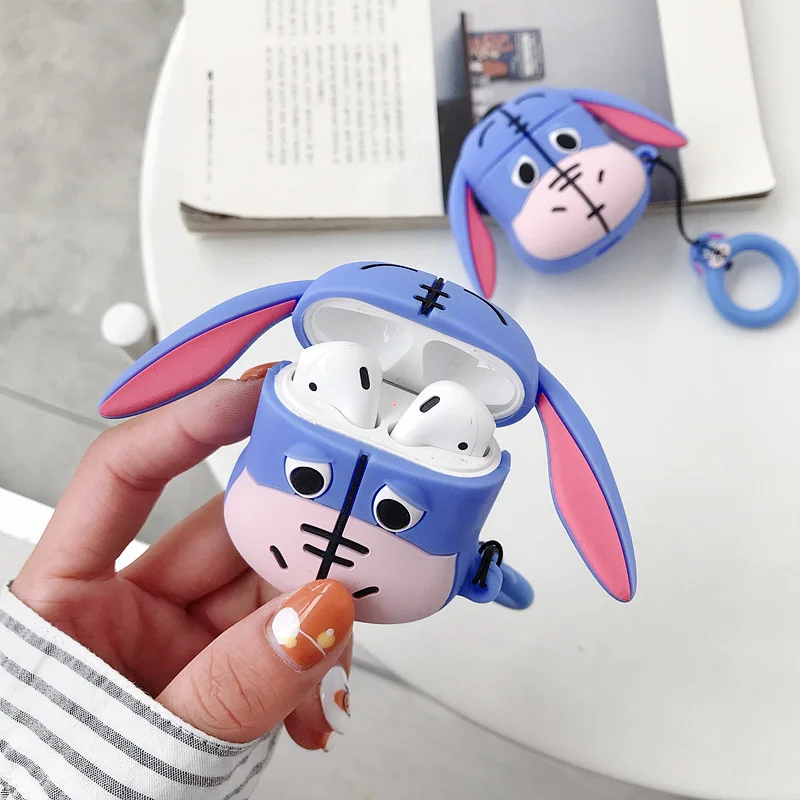 3D Eeyore чехол для AirPods милый мультяшный силиконовый Bluetooth защитный наушников Airpods 2 с