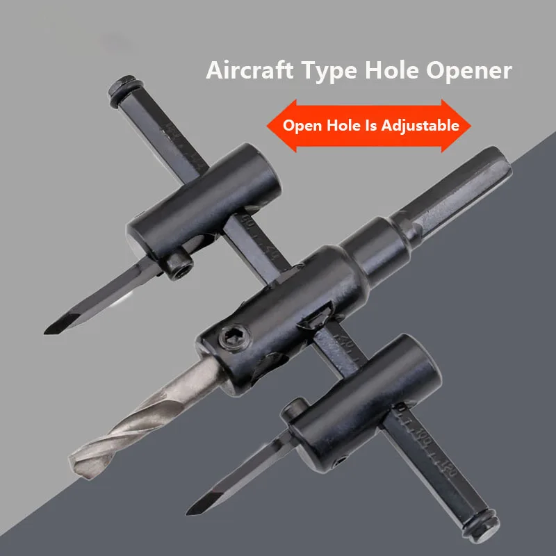 

DIY-Adjustable Aircraft type Hole Opener Sound Reamer Woodworking Plastic Lamp Hole Drill Bit Integrated Ceiling Hole Openerr