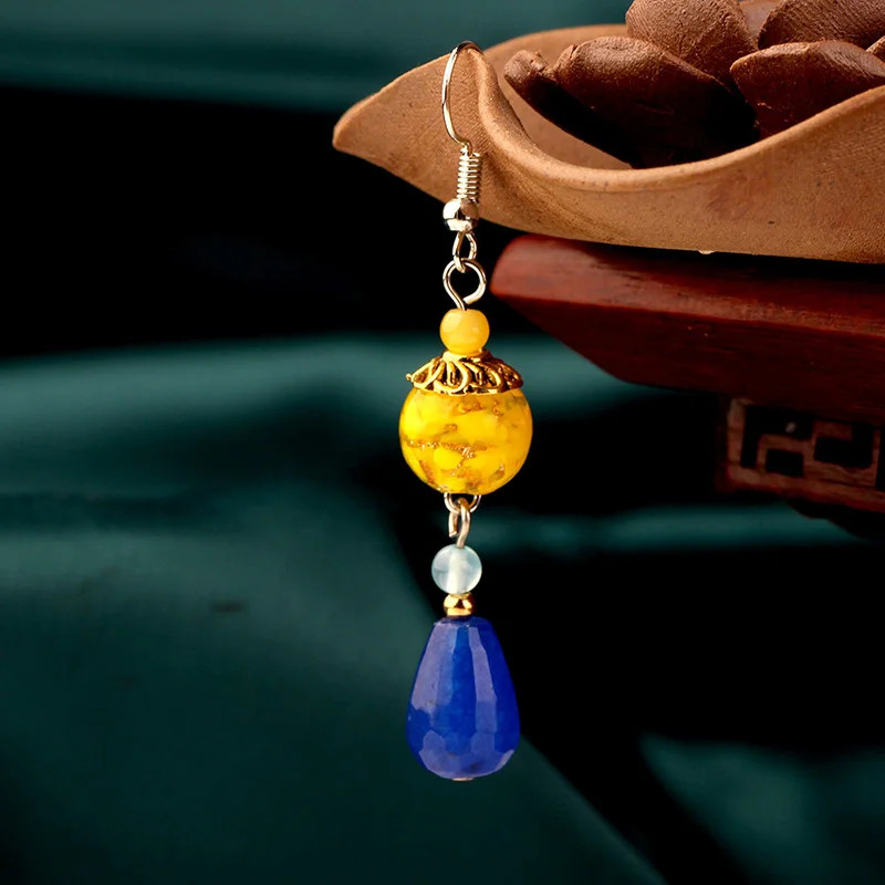 MYWINY 2019 новые желтые стеклянные глазурованные Серьги Висячие этнические