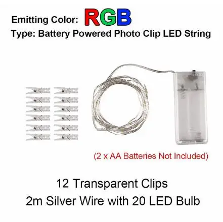 2m RGB 2 м/5 м/10 м зажим для фото USB светодиодный гирлянды сказочные огни наружная гирлянда на батарейках рождественские украшения вечерние, свадебные, рождественские - Испускаемый цвет: 2m RGB