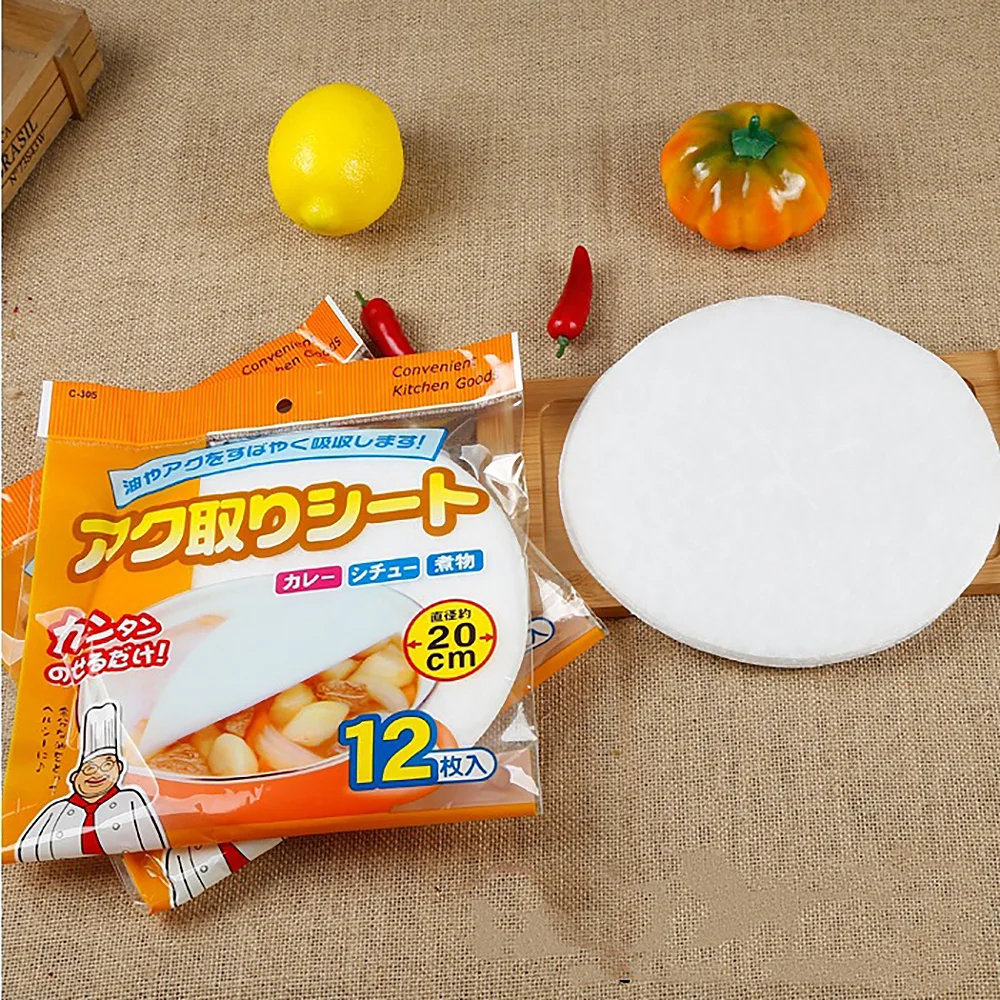 

12Pcs/Bag Kitchen Food Oil Absorption Paper Food Grade Health Oil Filter Paper Kitchen Accessorie Home Clean Accessories New