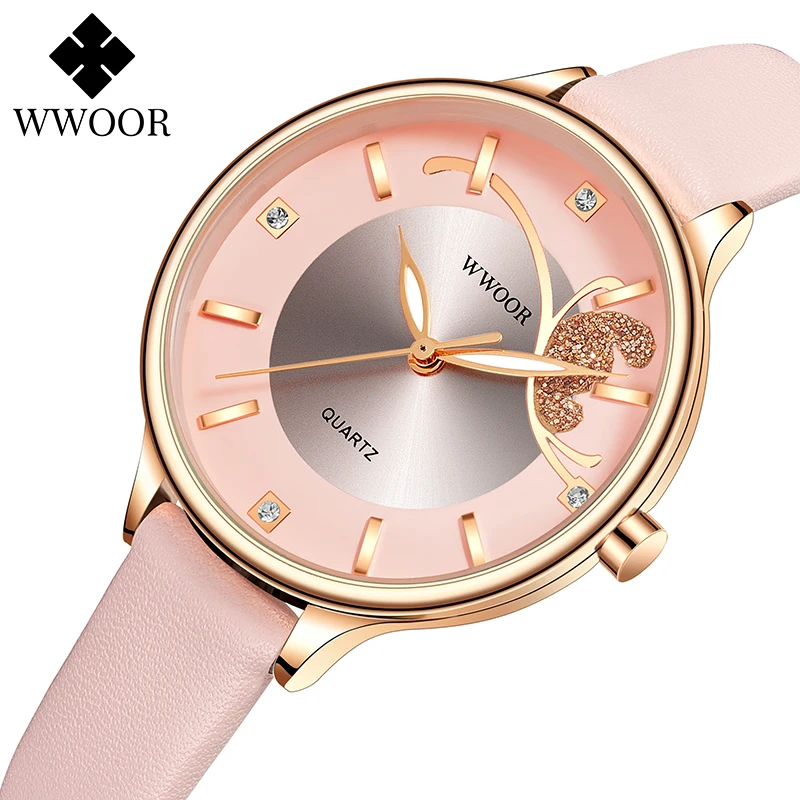 

WWOOR New Luxury Watch Women Bracelet Watches Top Brand Ladies Casual Dress Leather Watches Hot Female Wristwatches Montre Femme