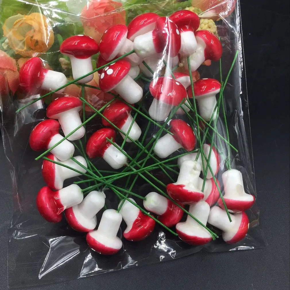 10 Mini Foam Red Mushroom Garden Miniature Potted Succulent Bonsai Craft | Дом и сад