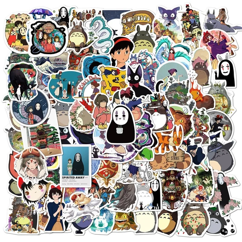 

100PCS Cartoon Anime Spirited Away Stickers Totoro No Face Man DIY Children Stationery Laptop Skateboard Guitar Cute Sticker