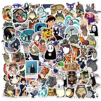 100pcs cartoon anime spirited away stickers totoro no face man diy children stationery laptop skateboard guitar cute sticker