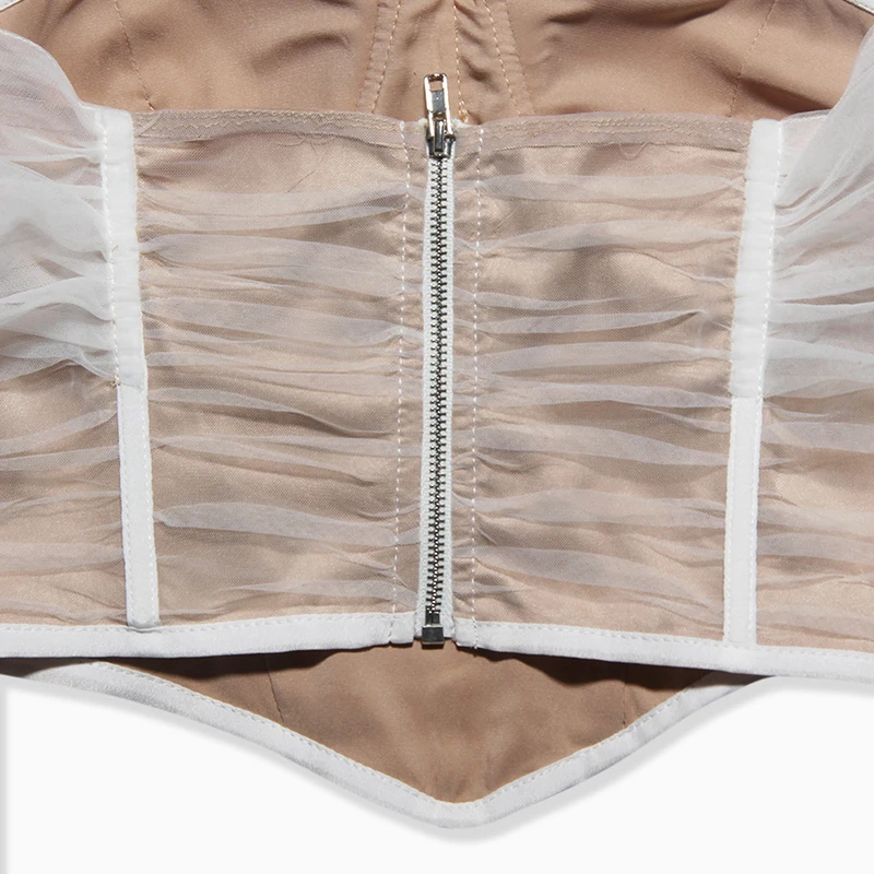 

VGH Sexy Sheer Mesh Shirt For Women Slash Neck Long Sleeve Open Back Slimming Crop Top Female Summer Fashion Clothing 2021 New
