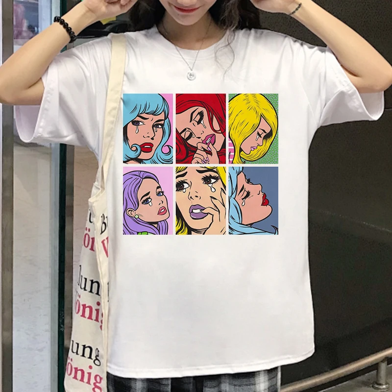 Футболка женская Повседневная в стиле Харадзюку рубашка с коротким рукавом и